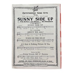 Turn On the Heat VTG Sheet Music 1929 Sunny Side Up Janet Gaynor Charles Farrell