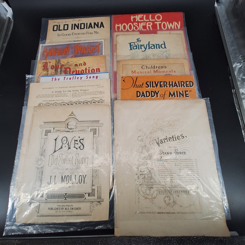 Vintage Antique Sheet Music Lot 11 Songs Piano Vocal Old Indiana Fairyland Love