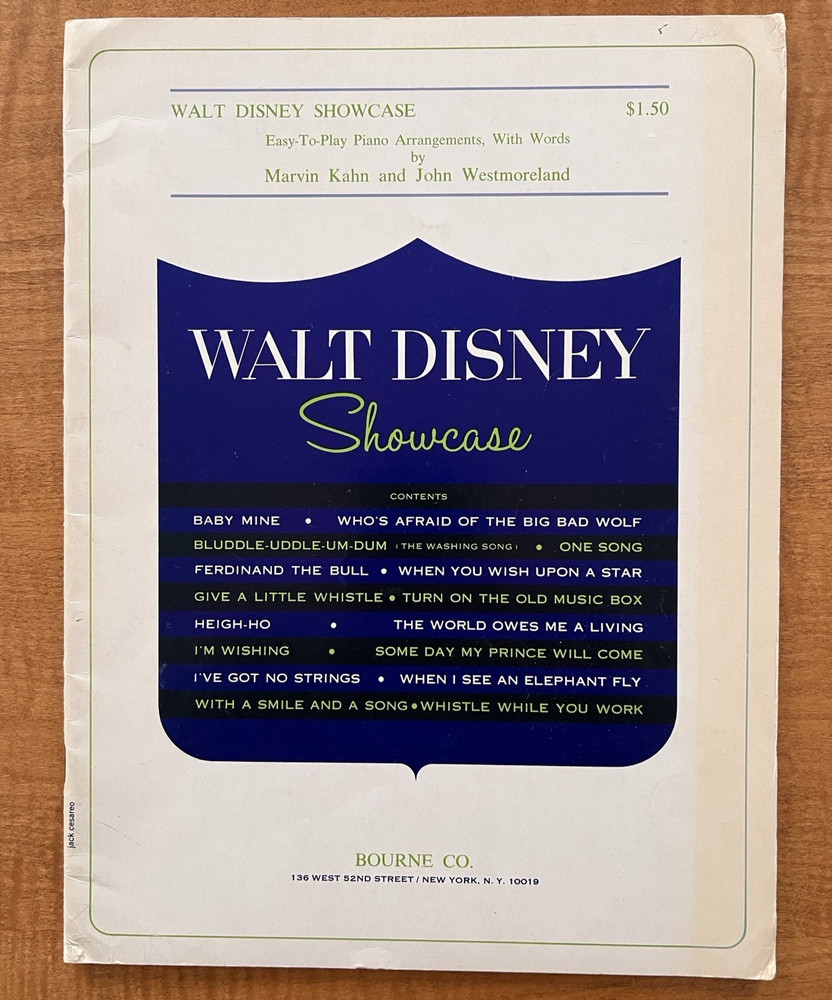 1967 WALT DISNEY Showcase Bourne Co- Piano Sheet Music Songbook 16 Songs w/Words