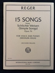 Max Reger 15 Songs Schlichte Weisen Op 76 Medium High Voice Piano
