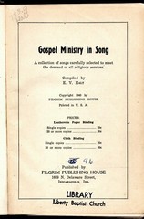 GOSPEL MINISTRY IN SONG Hymnal 1940 HC Gospel Music Songbook Pilgrim Publ XLib