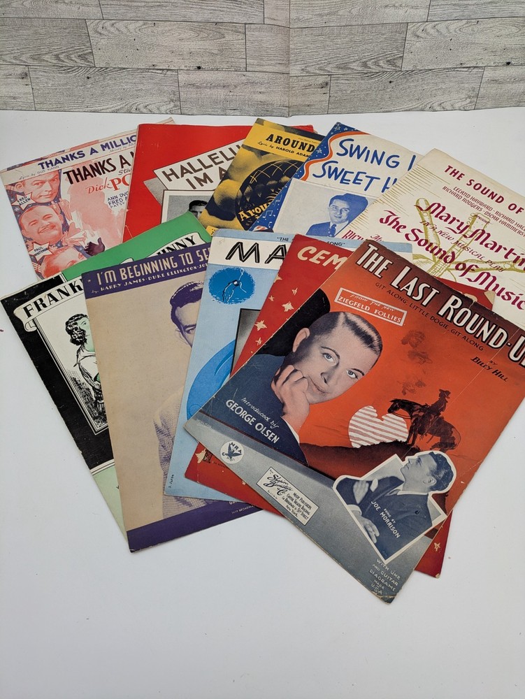 Lot of 10 Vintage Piano Sheet Music 1930s 40s 50s Mixed Genre Ephemera