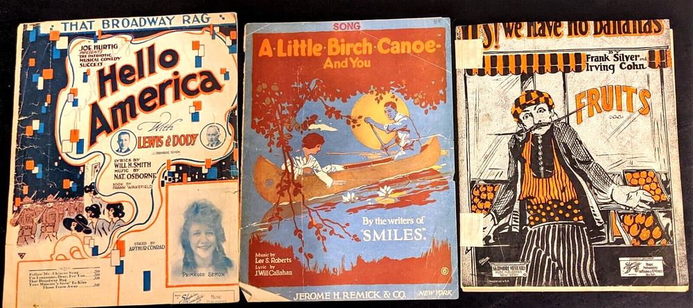 1918 (2) 1933 Vintage Lot of 3 Sheet Lyrics Words Music
