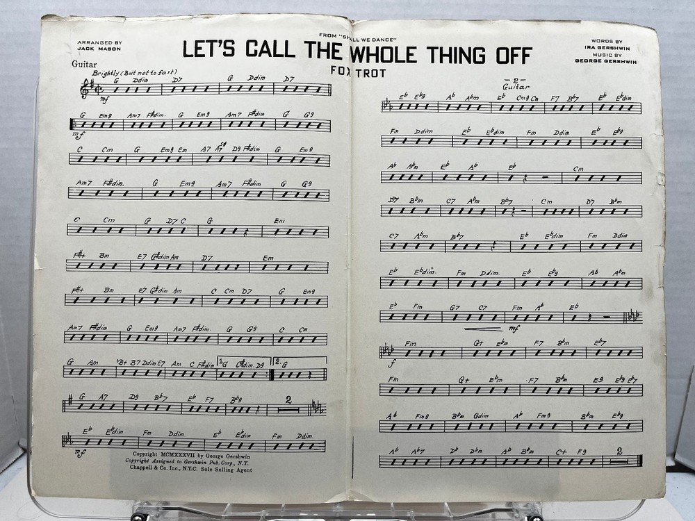 Let&rsquo;s Call The Whole Thing Off Sheet Music from Shall We Dance Gershwin 1937