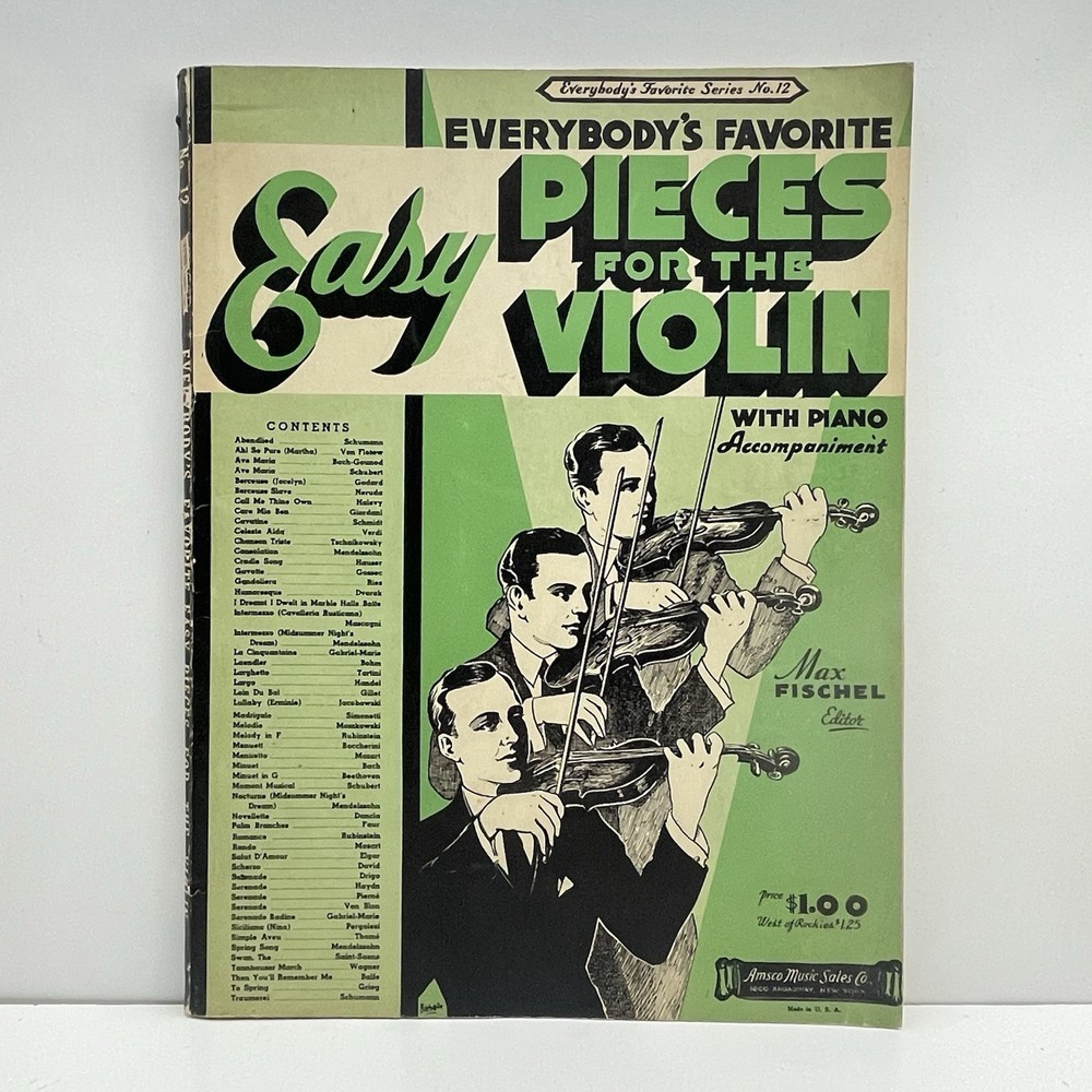 Everybodys Favorite Easy Pieces For The Violin w Piano Accompaniment No 12 Amaco