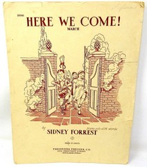 Here We Come March Sheet Music 1936 Piano Words Beginner Forrest US Seller