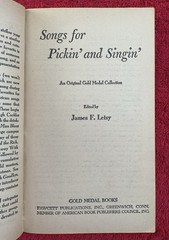 Songs for Pickin&rsquo; and Singin&rsquo; by James F. Leisy (1963 Trade Paperback)