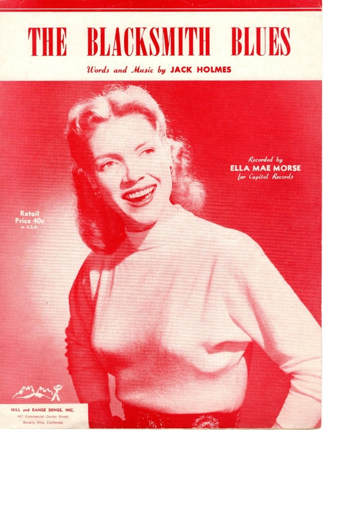 THE BLACKSMITH BLUES Ella Mae Morse Sheet Music UKE TABS Chords, Lyrics 1950