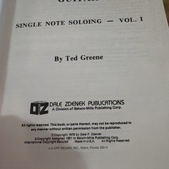 1978 JAZZ GUITAR SINGLE NOTE SOLOING VOLUME 1 TED GREENE Sheet Music Acceptable