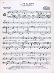Love Is Blue Sheet Music Andre Popp Pierre Cour French Lyrics 1968 Pop Hit Song
