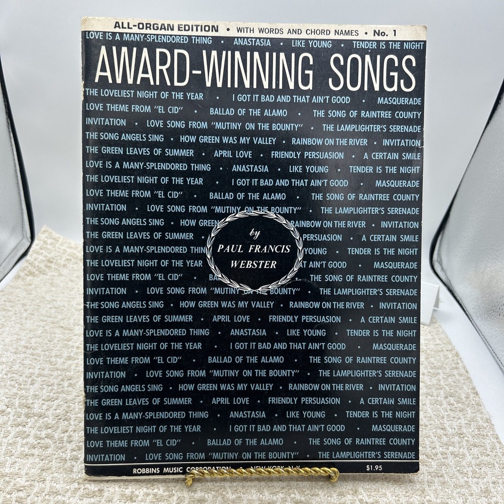 Award Winning Songs Paul Francis Webster Sheet Music Book Robbins Music 1967