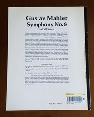 Mahler ~ Symphony No. 8 In Full Score 1989 Dover Publications SC Trade Paperback