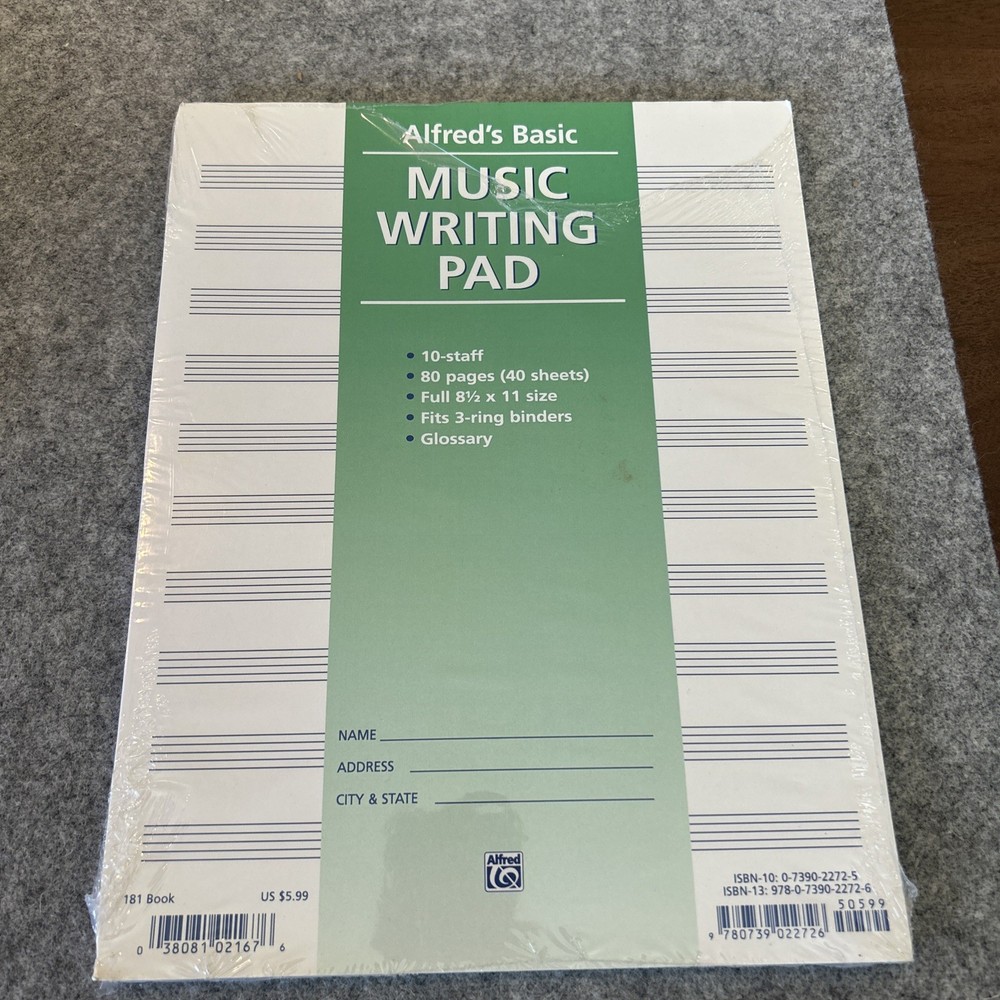 10 Stave Music Writing Pad (8 1/2&Prime; x 11&Prime;)
