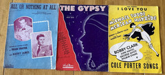 Mixed Lot of 47 Vintage 1940&rsquo;s Piano Vocal Sheet Music. Folk, Pop, Etc.