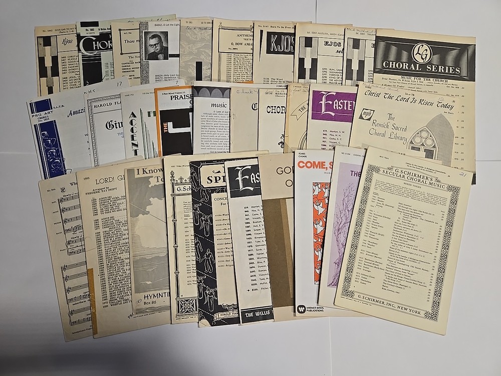 Lot of 30 Choral Choir Sheet Music SATB Vintage Religious Various Church Songs