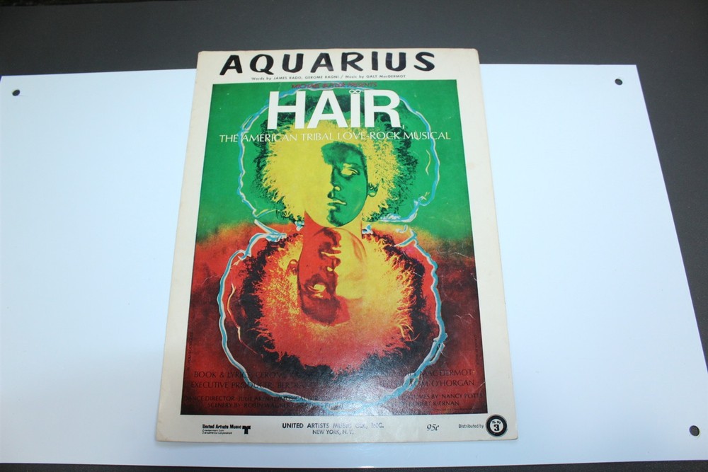Vintage 1968 Aquarius Hair Sheet Music United Artists Music Co.