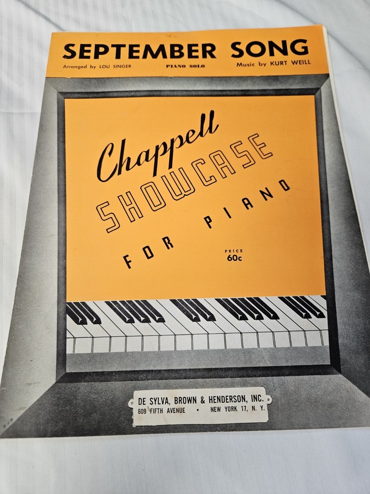 Sheet Music September Song 1938/ 1952