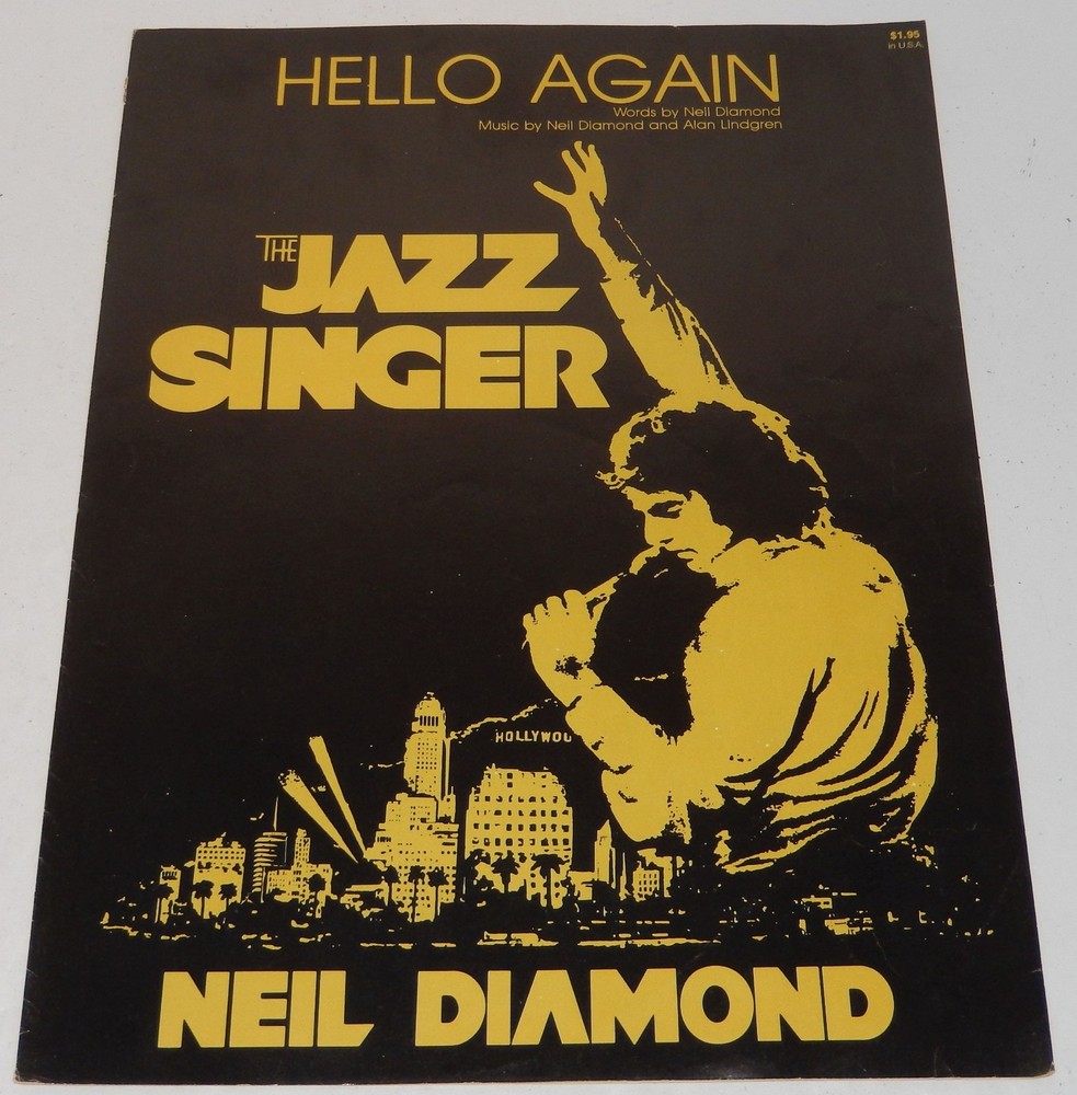 Neil Diamond Hello Again Sheet Music 1981 The Jazz Singer Movie Piano Vocal Gtr