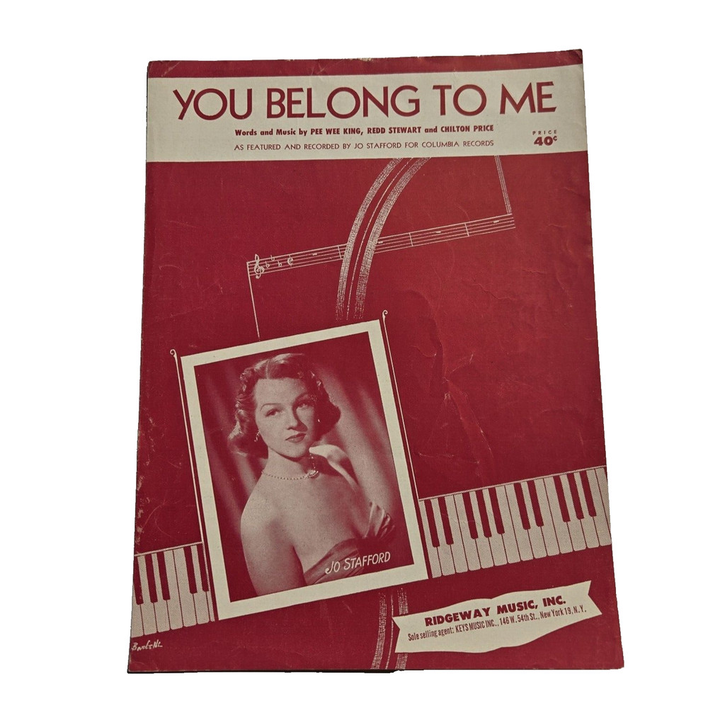 You Belong To Me 1952 Sheet Music Jo Stafford Pee Wee King Redd Stewart Price
