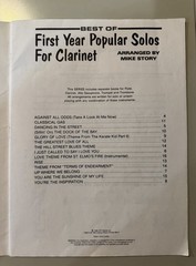 Best of First Year Popular Solos for Clarinet arr by Mike Story (1989)