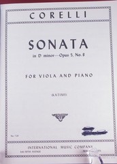 Corelli Sonata D Minor Opus 5 No. 8 Viola & Piano IMC728 1944