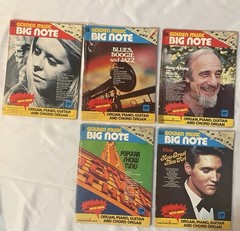 5 Golden Music Big Note Books Organ Piano Guitar Elvis, Mitch Miller, Blues Show