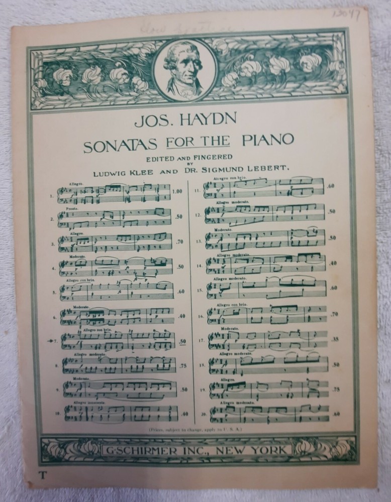 Sonatas Piano Sheet Music 1939 No. 7 JOS. HAYDN