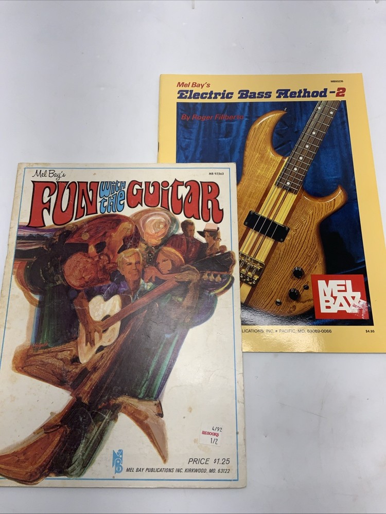 2- Mel Bay Guitar Instruction Books- Fun W/Guitar, Electric Bass Guitar 2