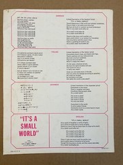 Vintage WALT DISNEY 1963 Sheet Music Institute IT&rsquo;S A SMALL WORLD 4 languages