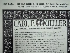 Choral Sheet Music « Great God and God Of Our Salvation » SATB Carl F. Mueller