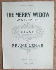 The Merry Widow Waltzes For Piano Franz Lehar 1925 Sheet Music
