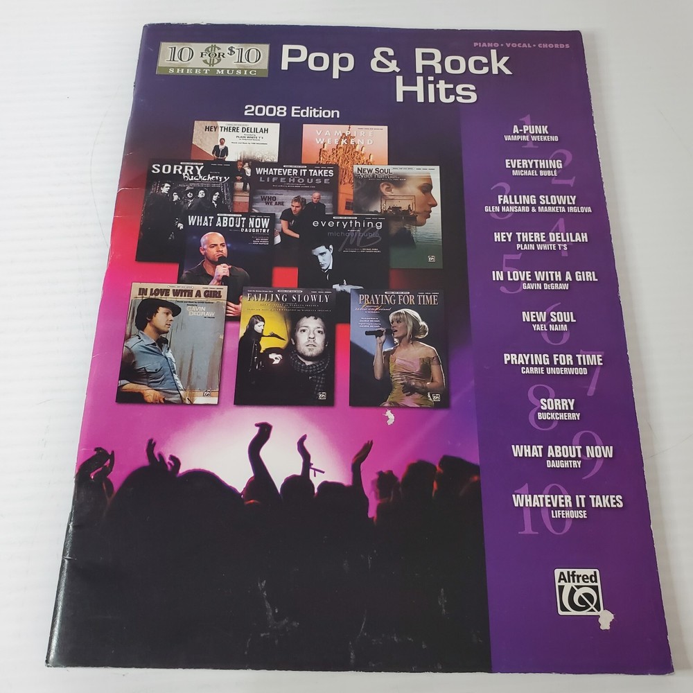 Pop & Rock Hits Piano Vocal Chords Alfred Music Songbook Sheet Music 2008