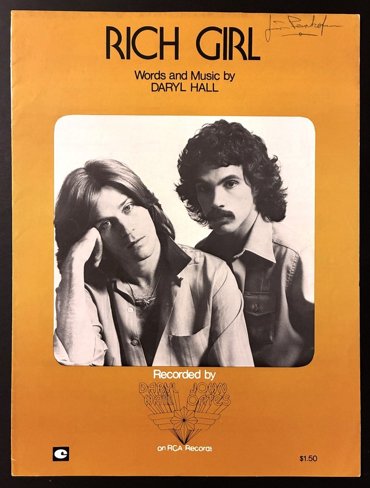 1976 HALL & OATES « RICH GIRL » SHEET MUSIC – POP ROCK ERA – DARYL JOHN