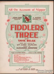 1918 Theater (Fiddlers Three) Sheet Music (All on Account of Nipper)