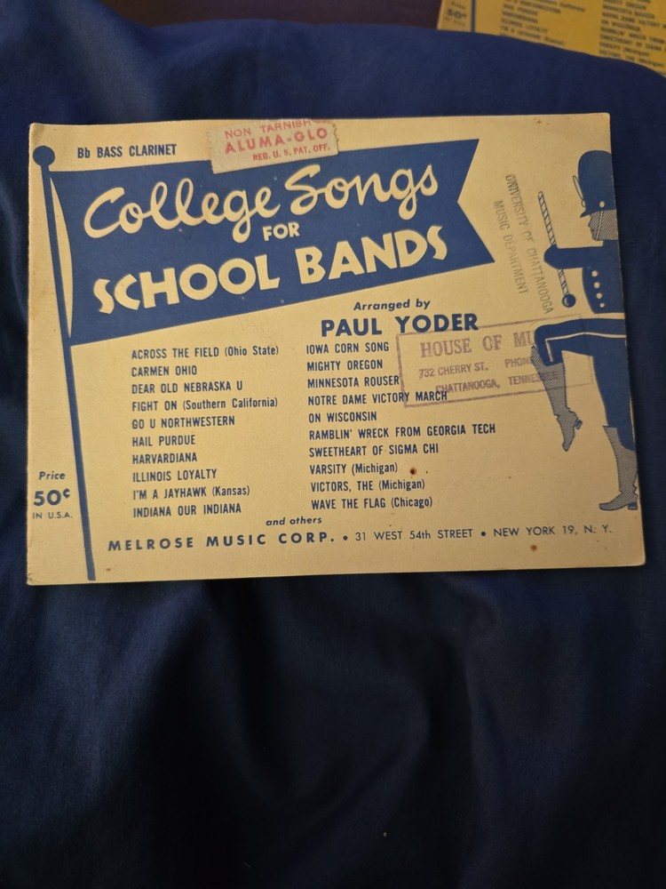 College Songs for School Bands BbBass Clarinet 1951 By Paul Yoder Melrose Music