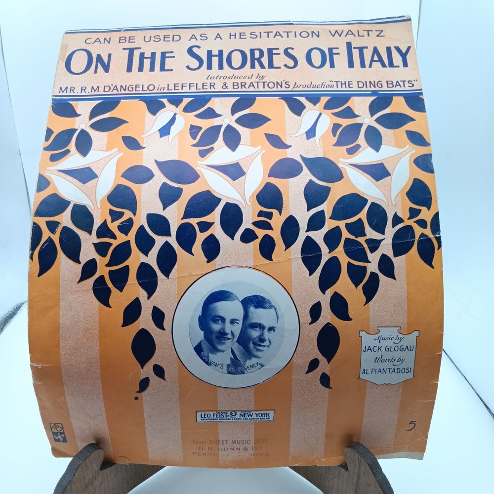 Vintage 1920s « On The Shores Of Italy » Sheet Music