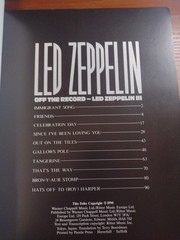 Led Zeppelin Songbook Off The Record (3rd Album) Tabulature Very Good Condition