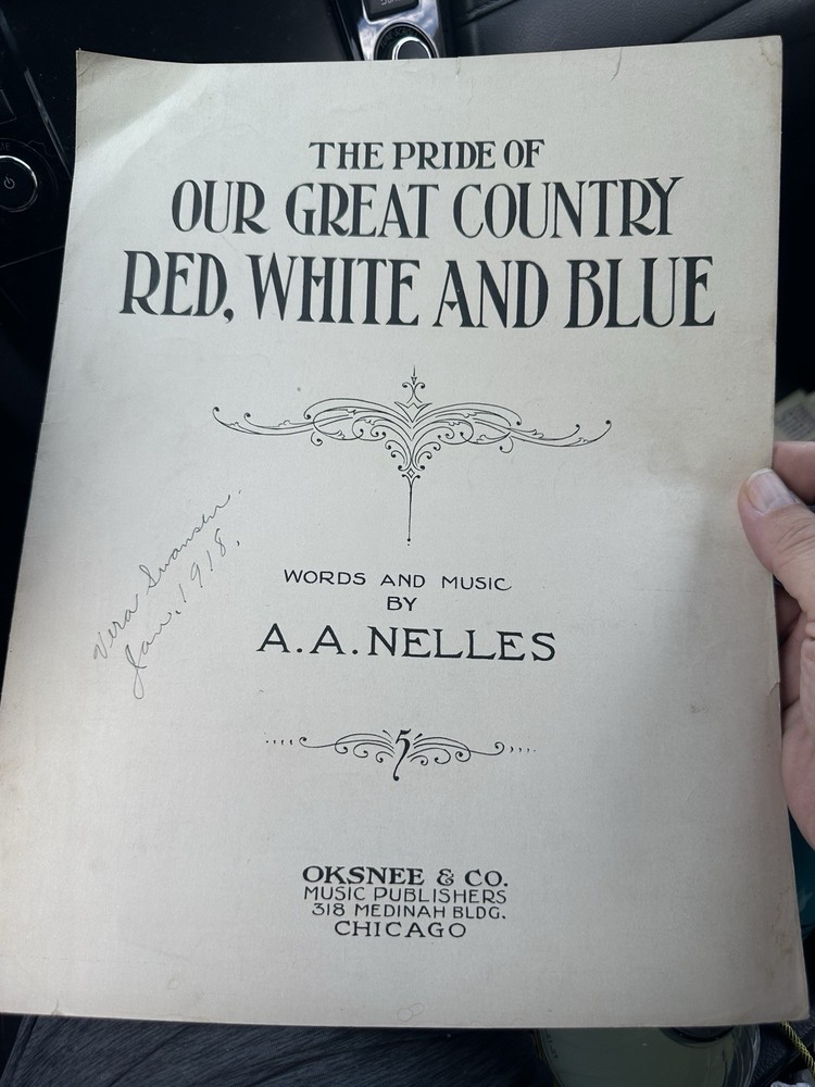 BB 1917 WW1 Chicago Military Sheet Music RED WHITE AND BLUE