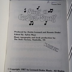 SING A GOSPEL SONG Songbook Vol 3 Daywind 1987 Southern Gospel Volume Three Vtg