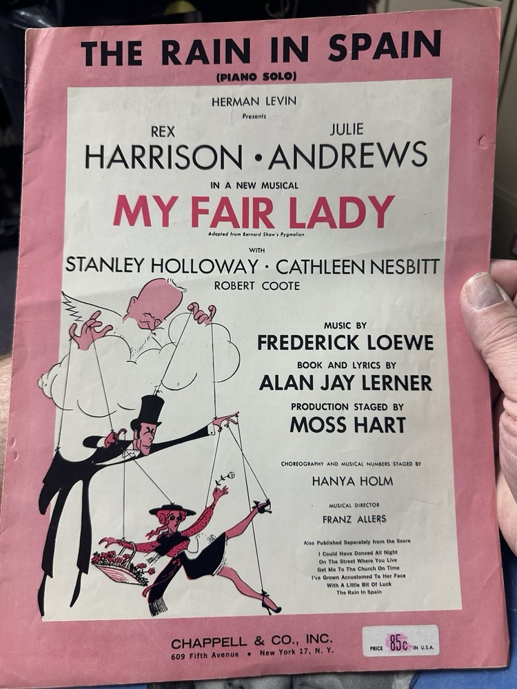 M Julie Andrew’s MY FAIR LADY Musical Sheet Music THE RAIN IN SPAIN