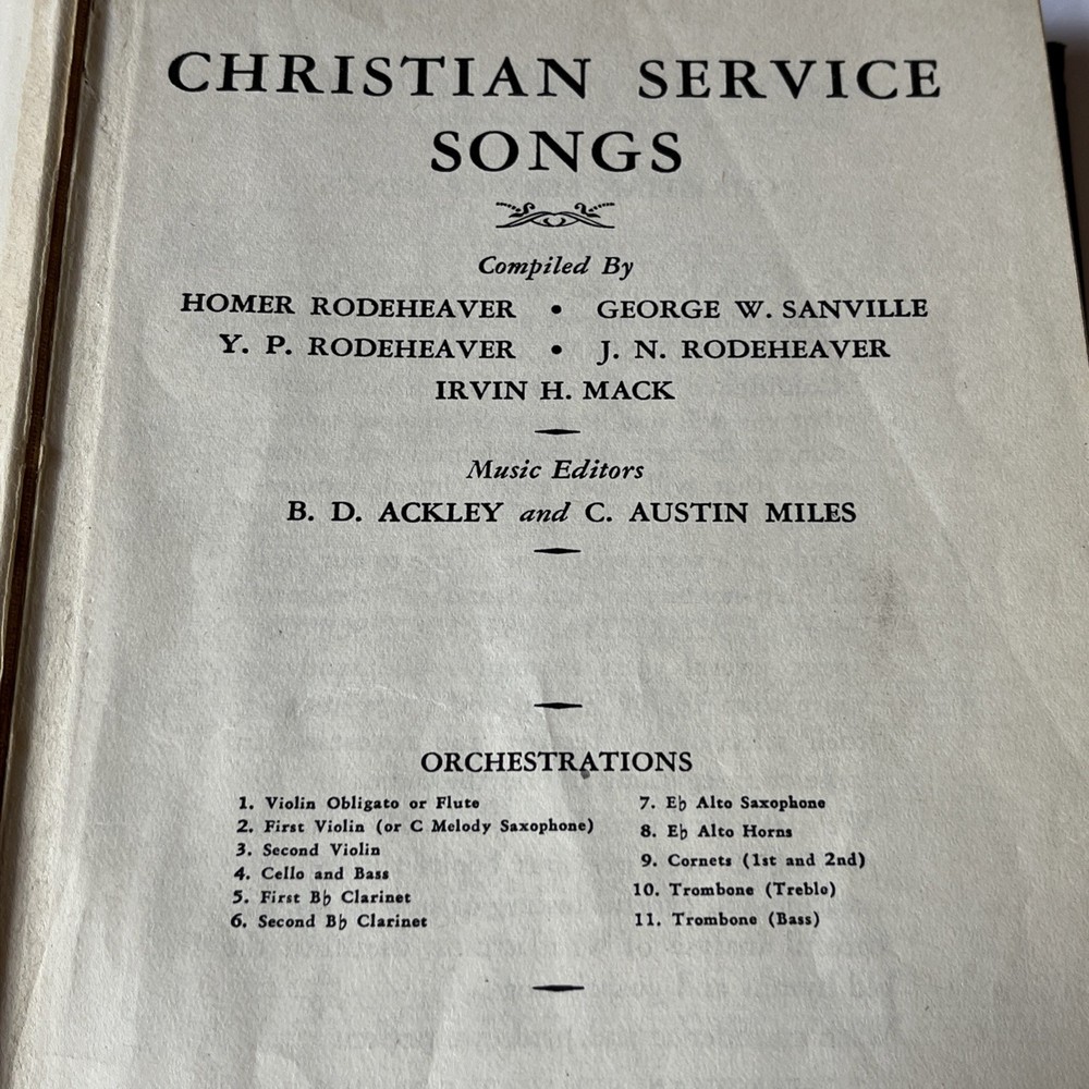 Christian Service Songs – 1939 Hymnal – Hardcover Multiple Orchestrations
