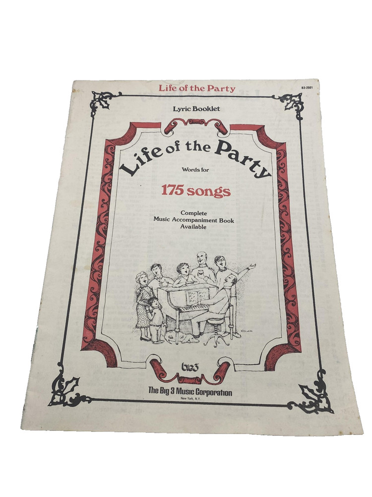 Vtg Life Of The Party Lyric Booklet 175 Songs Big 3 Music USA 1976 Songbook