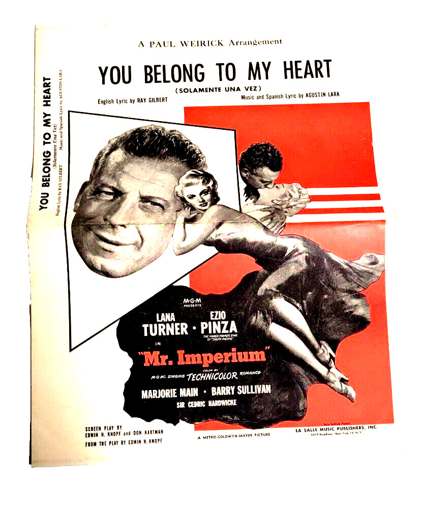 Mr. Imperium Movie Poster Big Band Sheet Music Book for 11 Instruments 1951