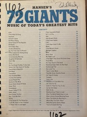 Hansen&rsquo;s 72 Giants New Music Today&rsquo;s Greatest Hits Piano Vocal Organ Guitar