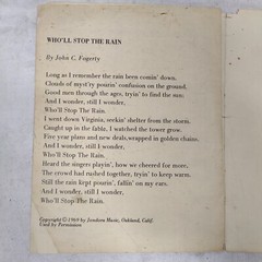 Rare Vintage 1969 Who&rsquo;ll Stop The Rain John C. Fogerty Jondora Music Sheet Music
