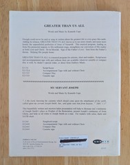 Greater Than Us All by Kenneth Cope Songbook 1989