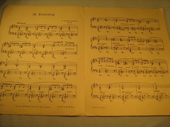 Vintage Sheet Music AT EVENING by N Louise Wright 1921 [Y35]