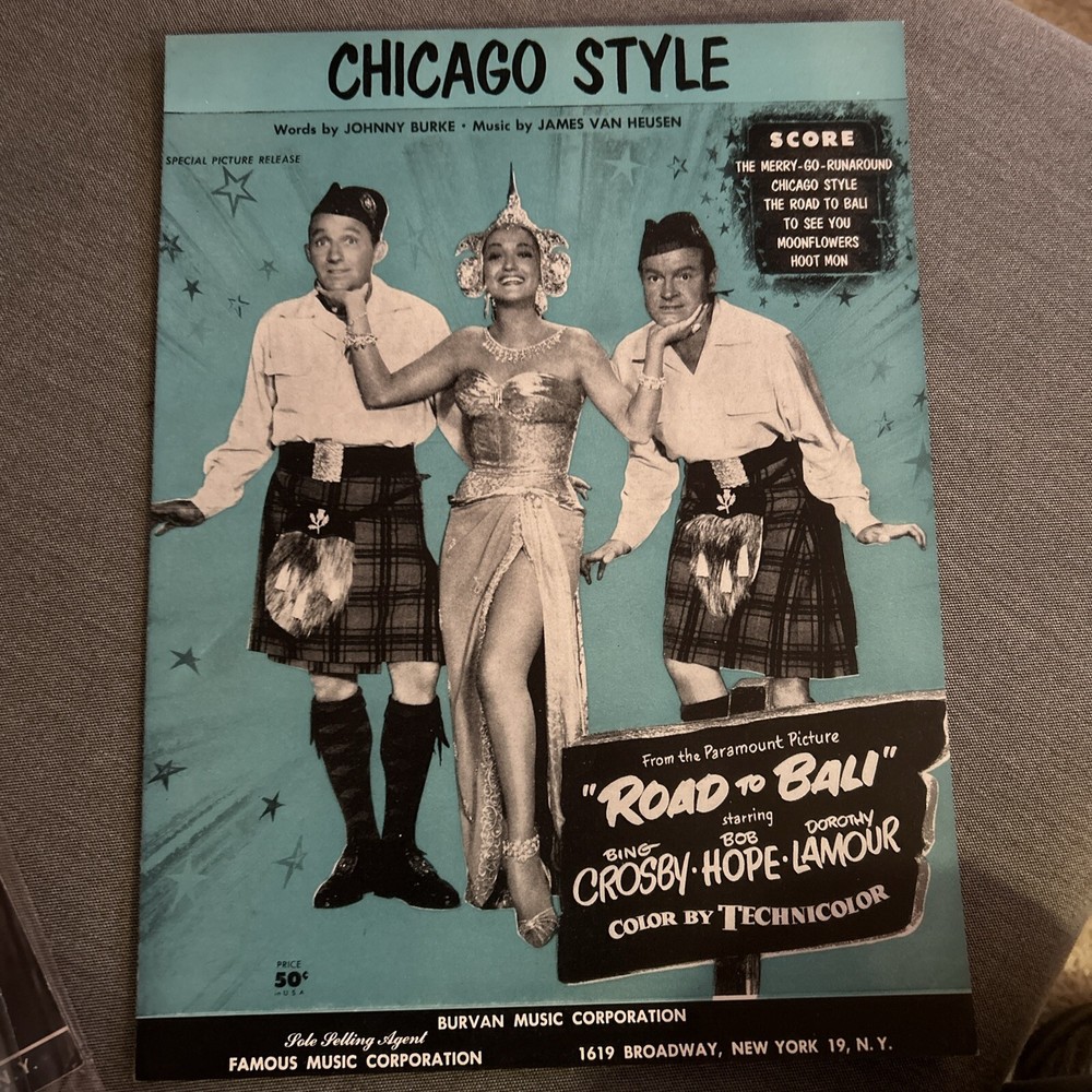 ROAD TO BALI Sheet Music « Chicago Style » Bing Crosby Bob Hope Dorothy Lamour