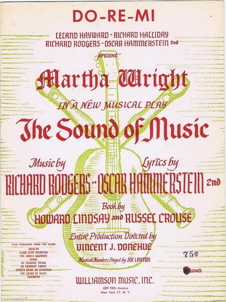 Do-Re-Mi, The Sound Of Music, Vintage Show Tune Sheet Music, 1959