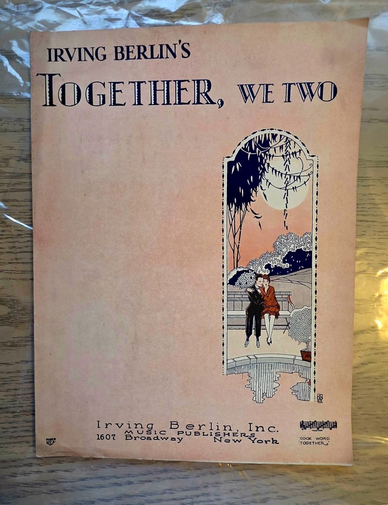 1927 Irving Berlin Together We Two Sheet Music Vintage Art Deco Cover VG